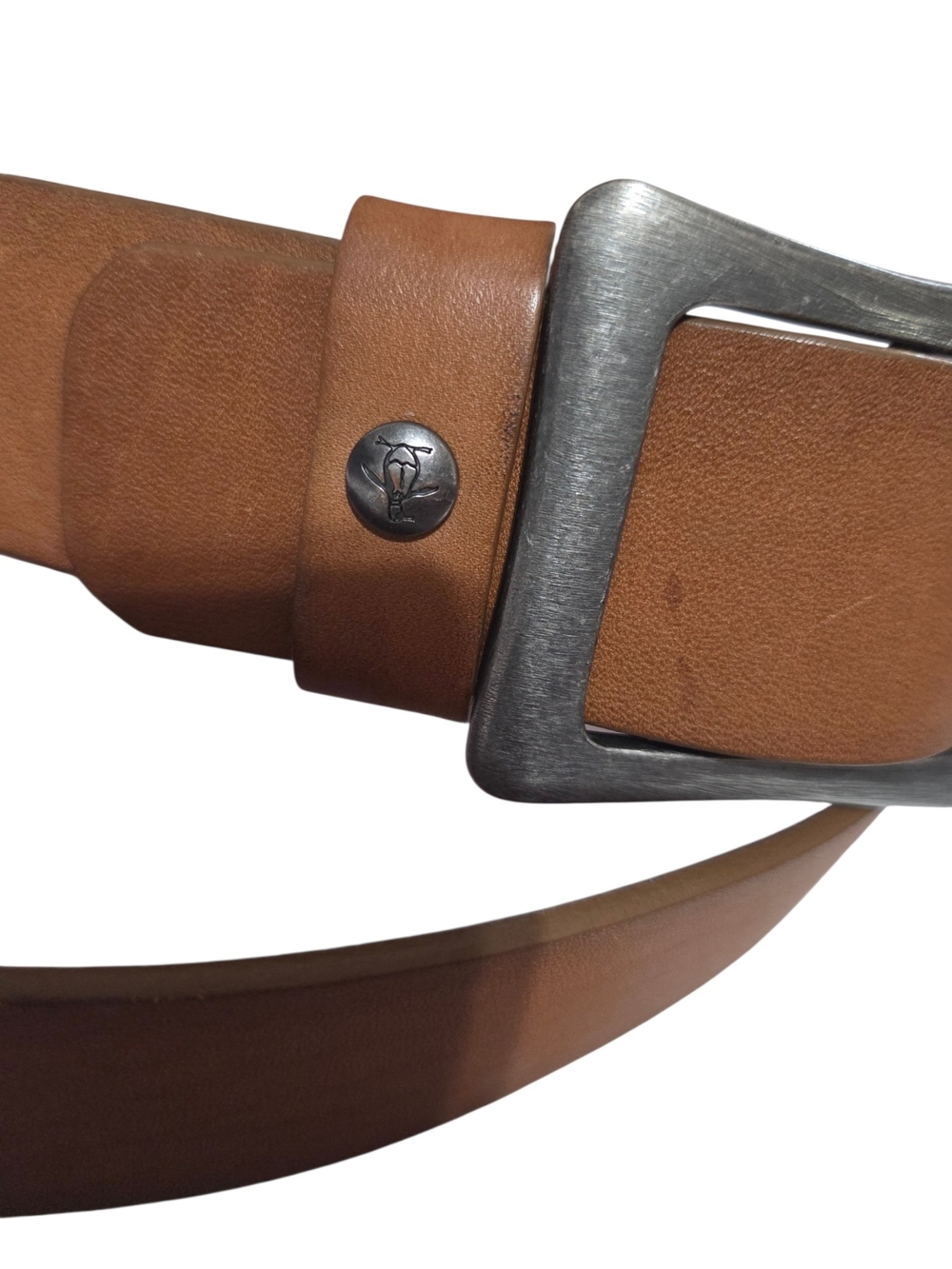 Penguin Genuine Leather Tan Casual Belt Size 36 Brown Silver Buckle - Picture 3 of 10